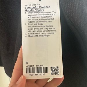 Lululemon lounge cropped hoodie spark size 8